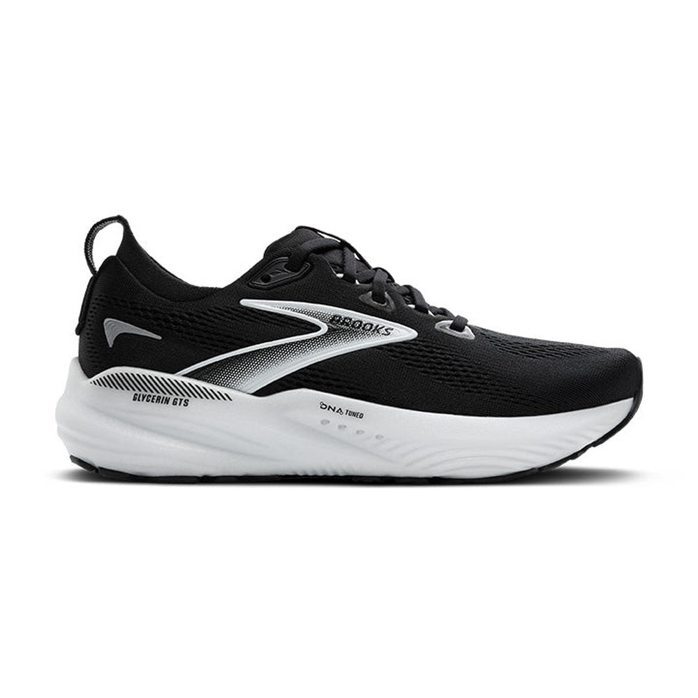 Brooks Glycerin GTS 22 men's running shoe in black with grey and white accents
