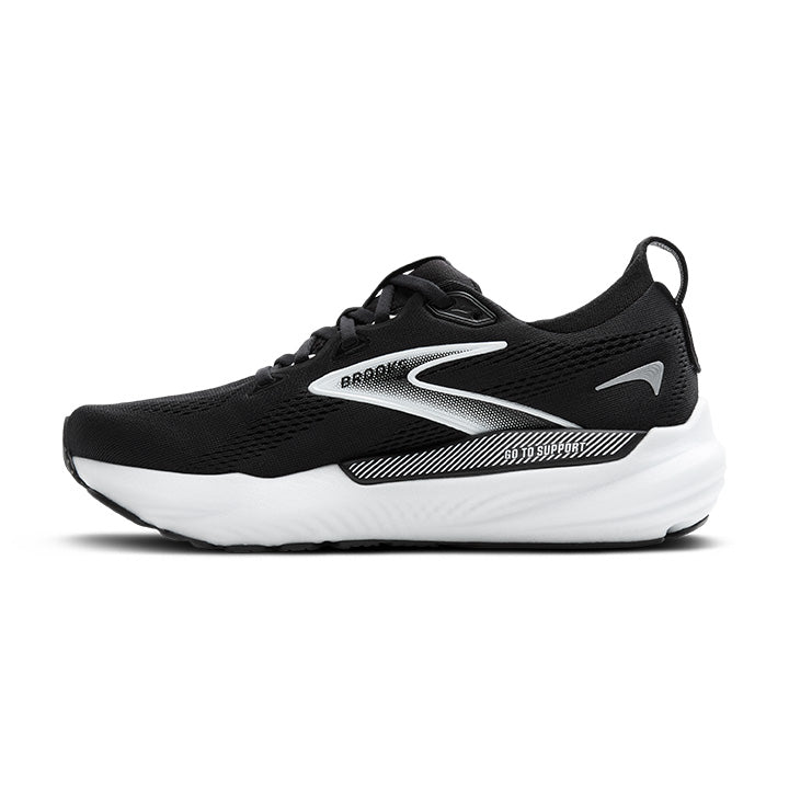 Brooks Glycerin GTS 22 men's running shoe in black with white midsole