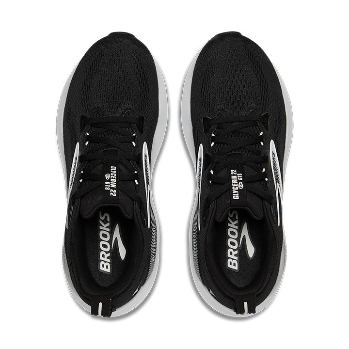 Brooks Glycerin GTS 22 men's running shoes in black with white accents