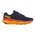 Hoka Challenger ATR 6 men's trail running shoe in navy blue with orange midsole