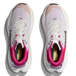Hoka Bondi X women's running shoes in white with pink accents, top view