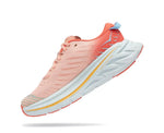 HOKA Bondi X women's running shoe in coral peach colorway with white sole