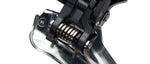 Shimano 105 FD-5700 silver front derailleur showing spring mechanism and mounting hardware
