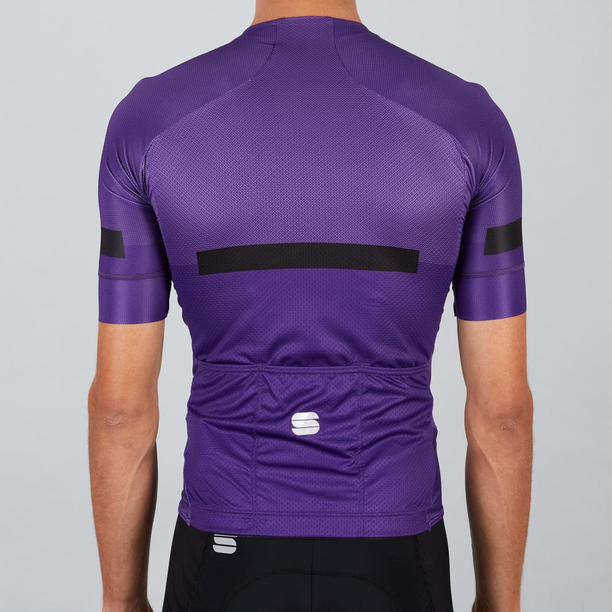 Sportful Evo Jersey violet purple cycling jersey back view showing rear pockets and Sportful logo