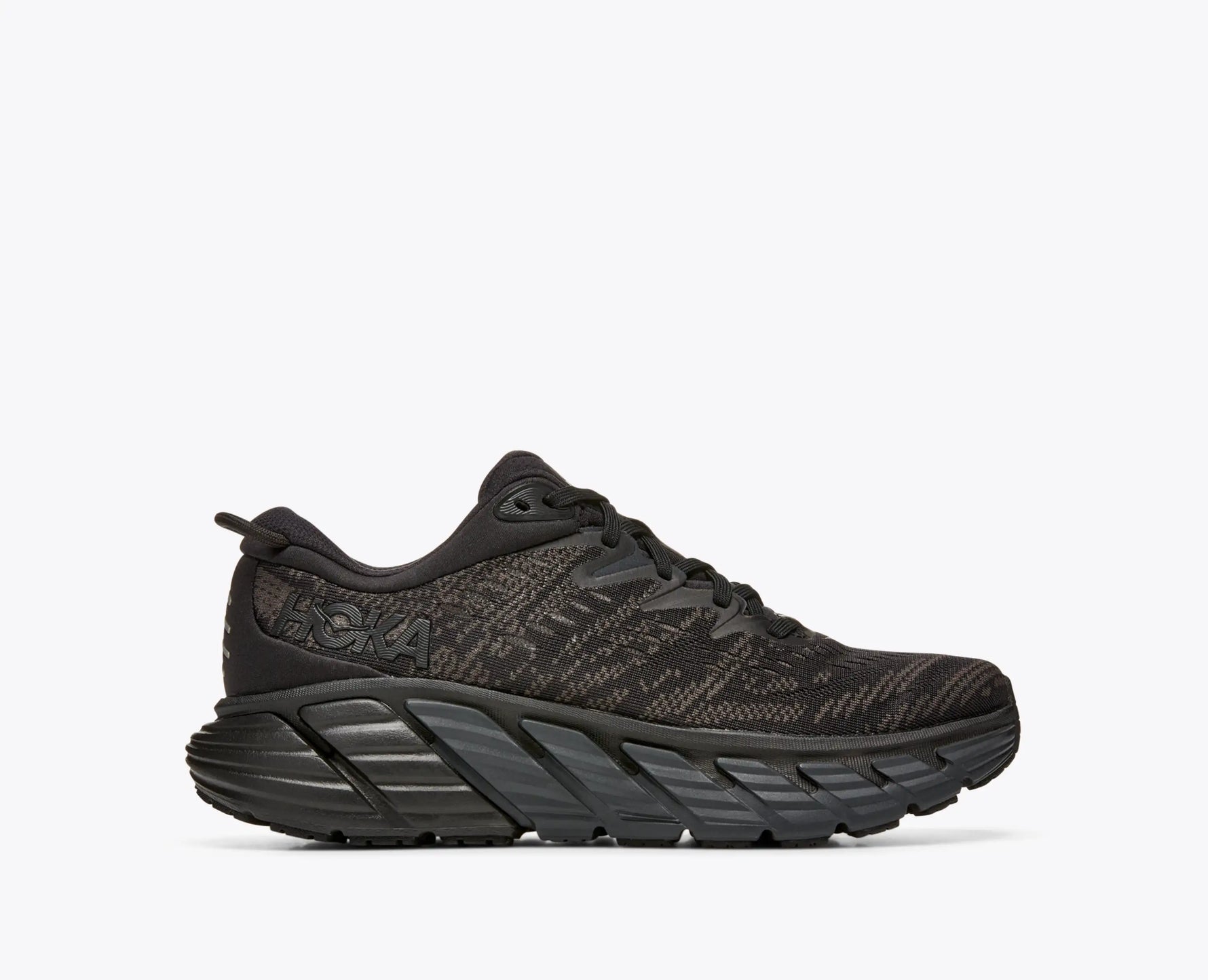 HOKA Women's Gaviota 4 Running Shoe in Black/Dark Grey with Maximum Cushioning