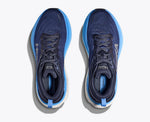 Hoka Bondi 8 running shoes in navy blue and bright blue colorway