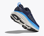 HOKA Bondi 8 men's running shoe in navy blue with blue midsole
