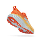 HOKA Bondi 8 running shoe in orange-yellow gradient colorway on white background