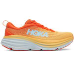 HOKA Bondi 8 running shoe in orange-yellow gradient colorway with white midsole