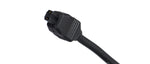 Close-up of Shimano Di2 charger proprietary connector plug end on black cable