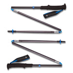 Black Diamond Distance Z collapsible trekking poles in pewter gray with blue details