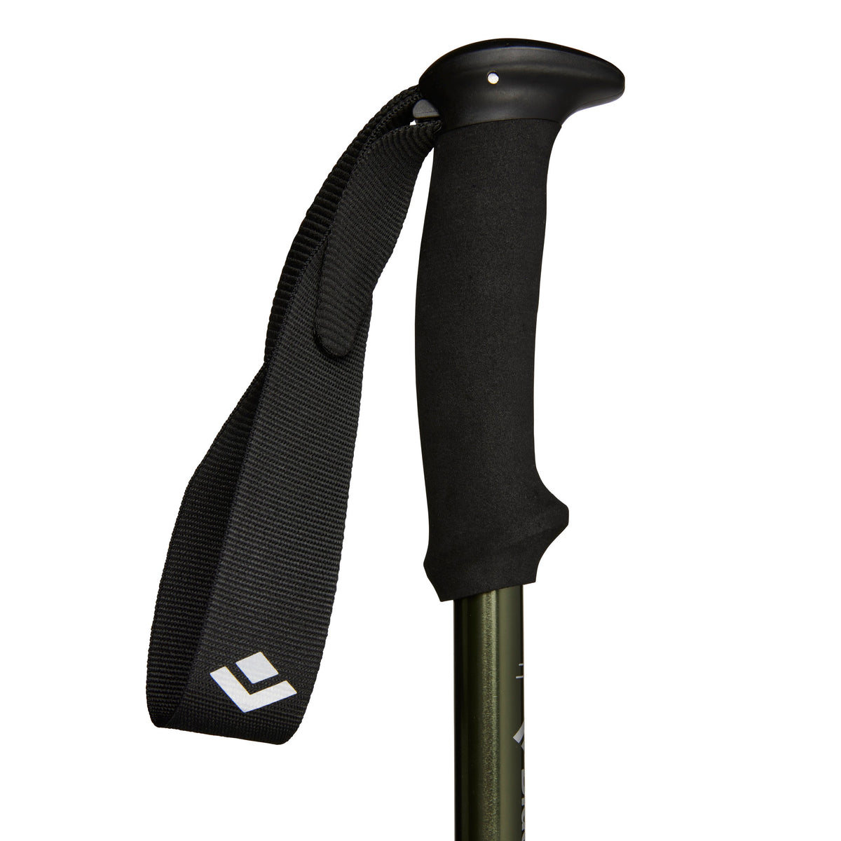 Black Diamond trekking pole handle with foam grip and black wrist strap