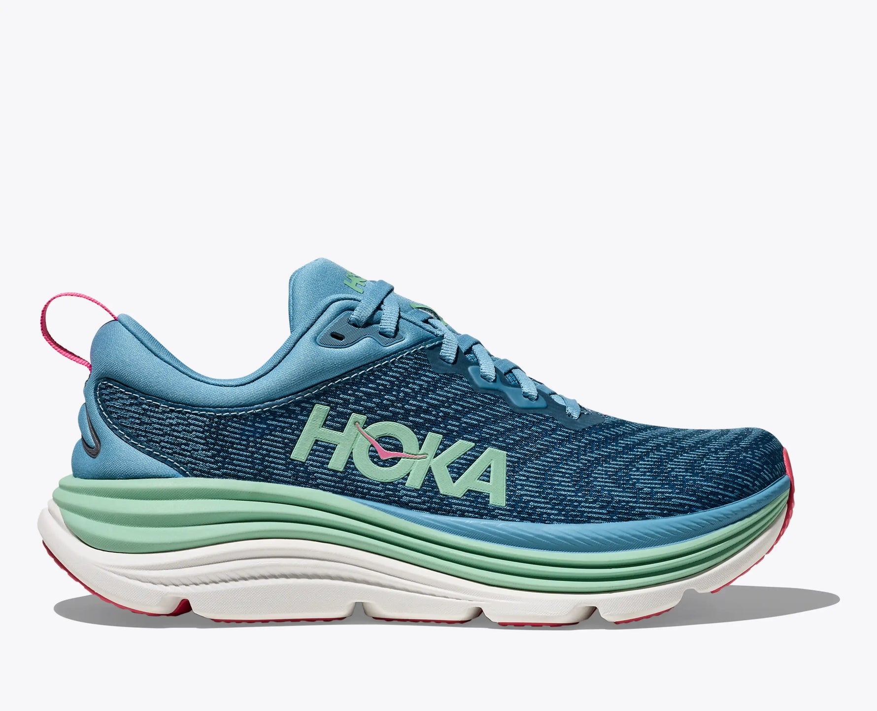 Hoka Gaviota 5 women's running shoe in real teal with mint green midsole