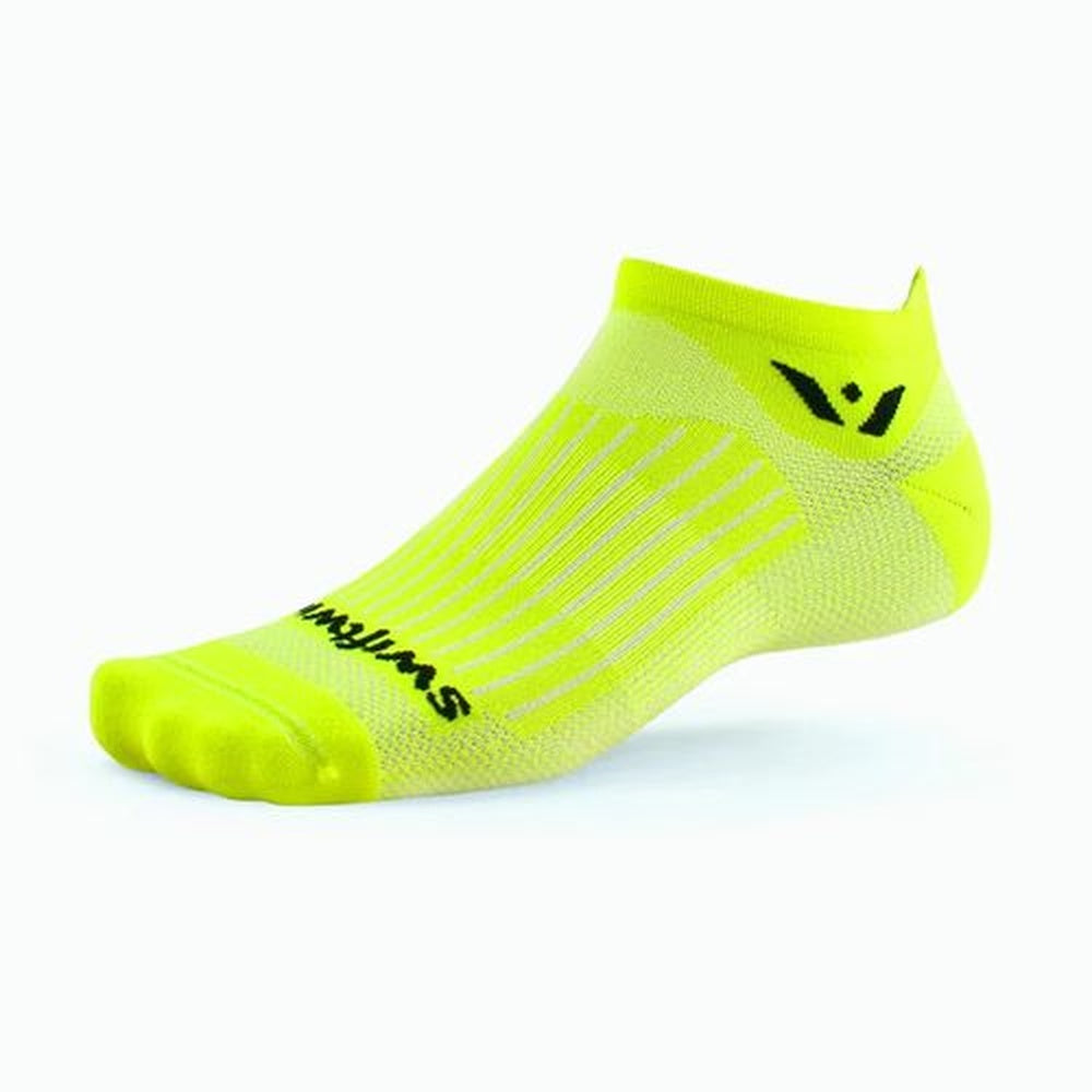 Swiftwick Aspire Zero Tab running sock in bright yellow with black logo