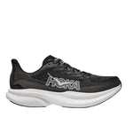 HOKA Mach 6 men's running shoe in black/dark gray with white sole