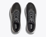 Hoka Mach 6 running shoes in dark gray and black colorway, top view