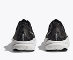 Hoka Mach 6 running shoes in black and dark gray colorway, rear view