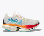 HOKA Cielo X1 running shoe in frost gray with cerise gradient sole
