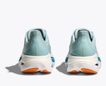 Hoka Skyward X men's running shoes in lettuce/cloudless colorway, rear view showing heel design