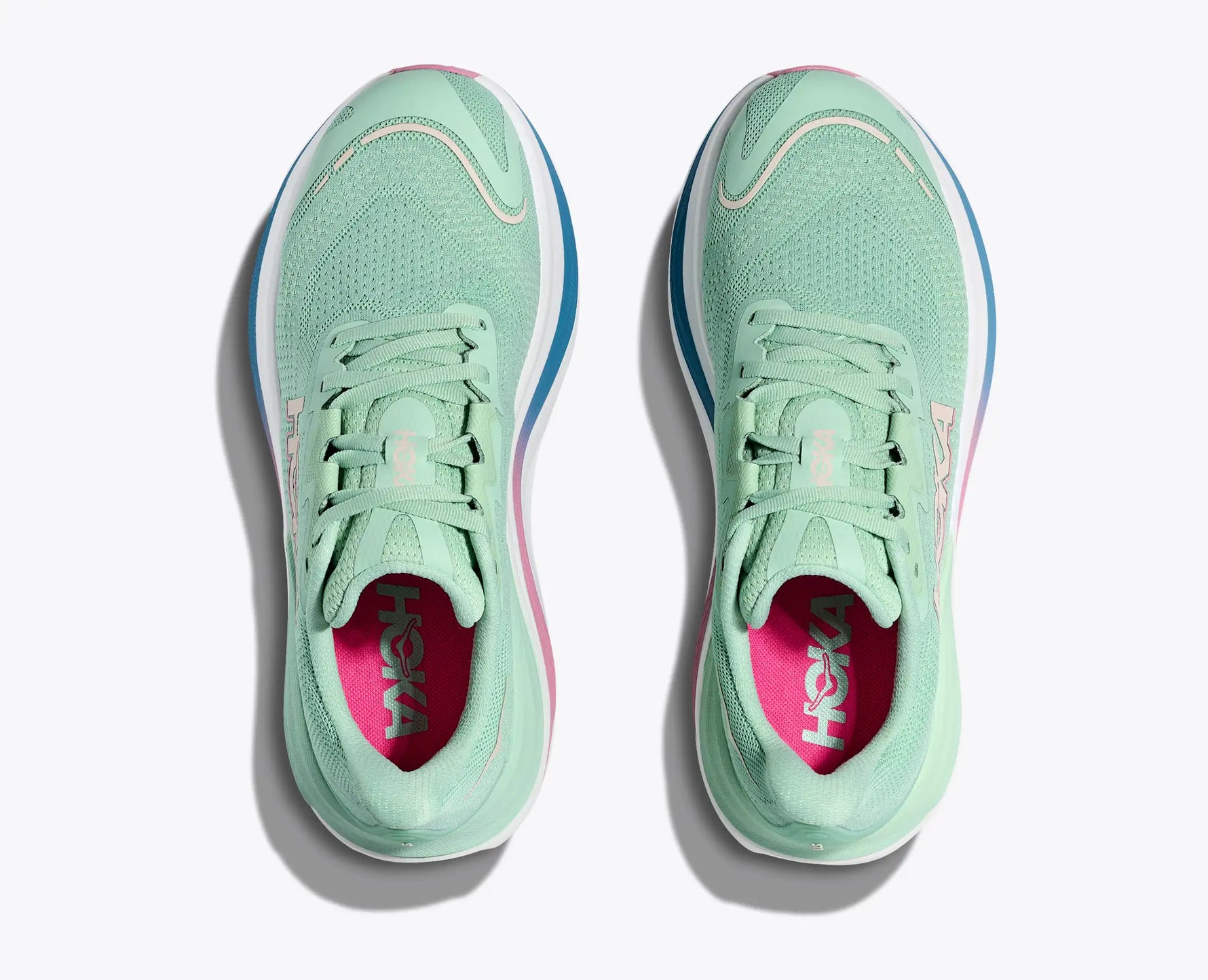 Hoka Skyward X women's running shoes in lettuce green colorway from above