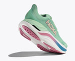 HOKA Skyward X women's running shoe in lettuce green with pink sole details