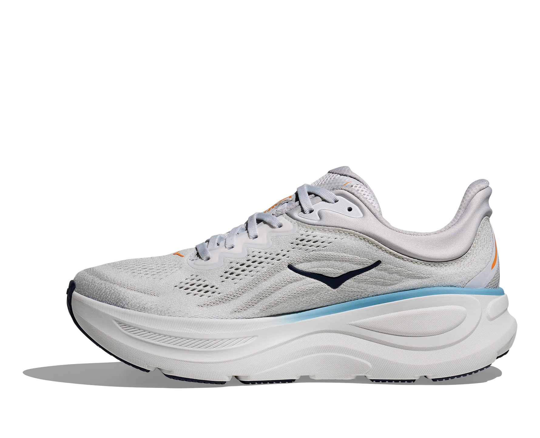 Hoka Bondi 9 men's running shoe in stardust grey with white sole