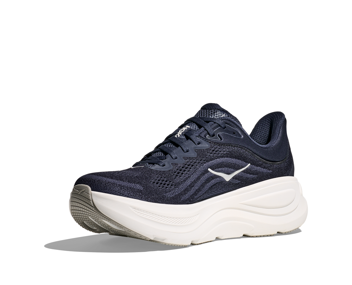 HOKA Bondi 9 running shoe in varsity navy with white cushioned midsole