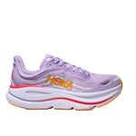 HOKA Bondi 9 women's running shoe in light purple with orange logo