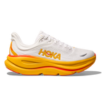 HOKA Bondi 9 running shoe in frost white and sunflower yellow colorway