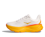Hoka Bondi 9 women's running shoe in frost white and sunflower yellow colorway