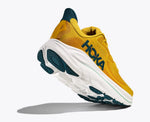 Hoka Clifton 10 men's running shoe in yellow gold and teal colorway