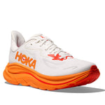 Hoka Clifton 10 Women's running shoe in frost white and orange zest colorway