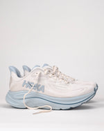 Hoka Clifton 10 women's running shoe in grout and mineral blue colorway