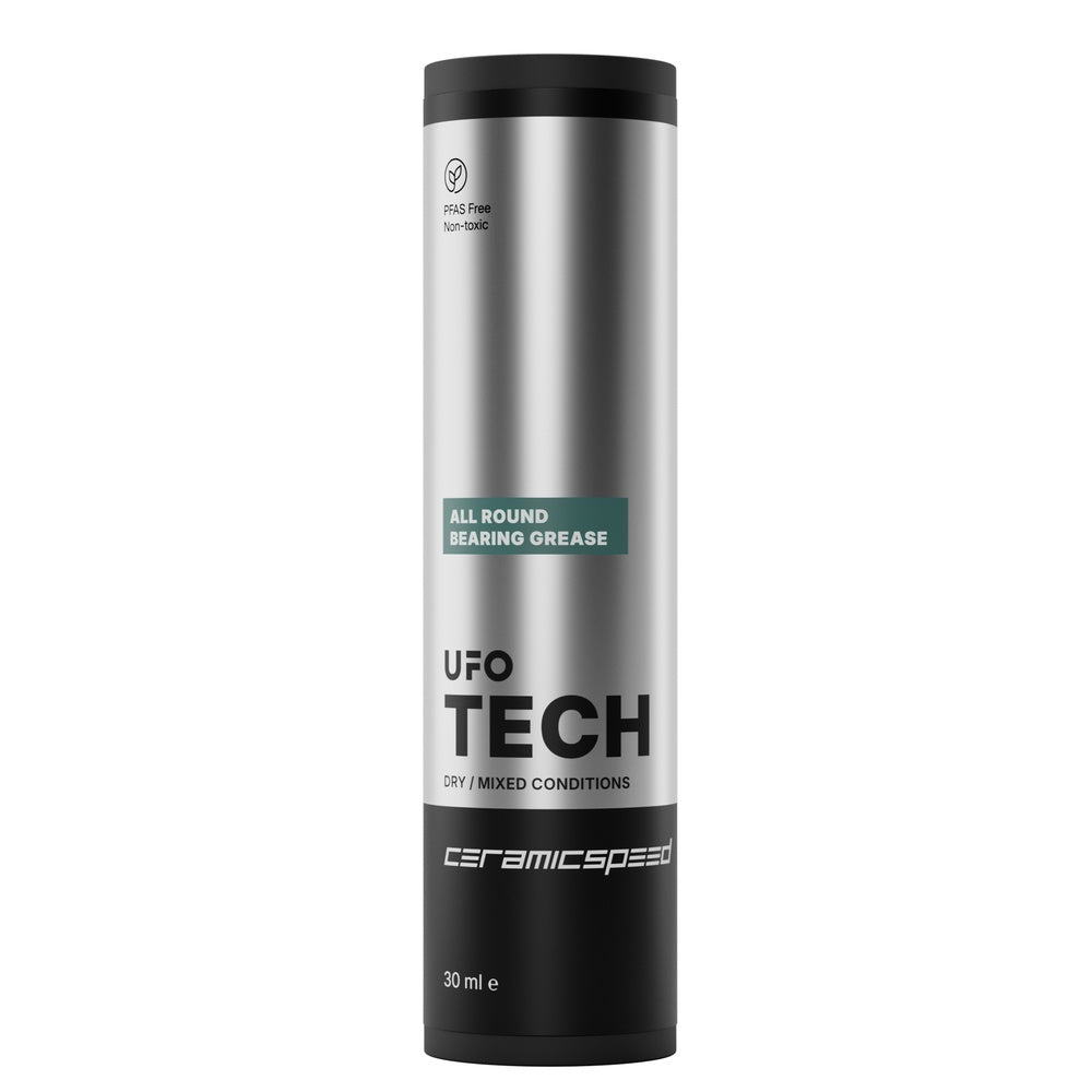 CeramicSpeed UFO Tech All Round Bearing Grease 30ml silver tube on white background