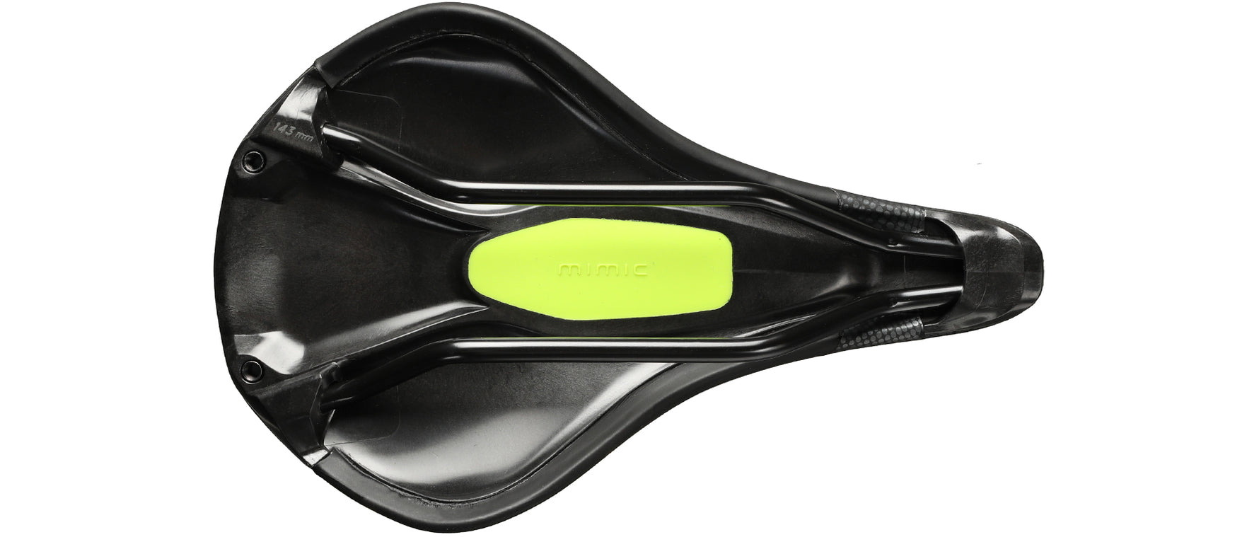 Specialized Power Mimic bicycle saddle in black with bright green center panel