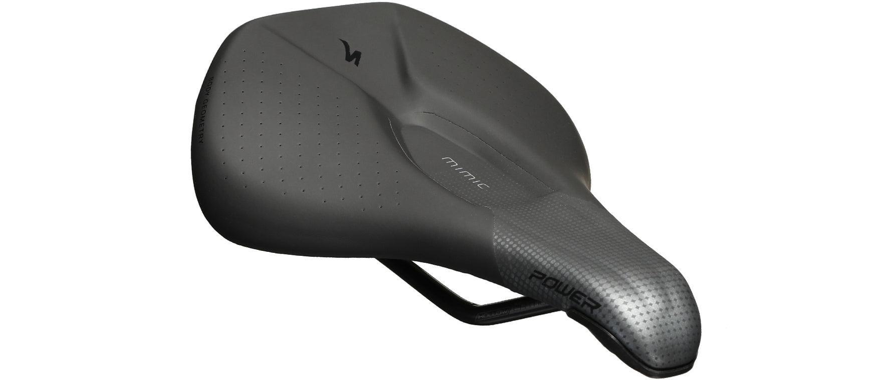 Specialized Power Mimic bicycle saddle in black with carbon fiber texture