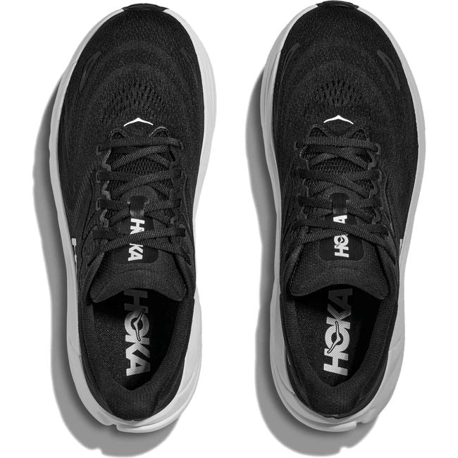 Hoka Arahi 8 men's running shoes in black with white sole, top view