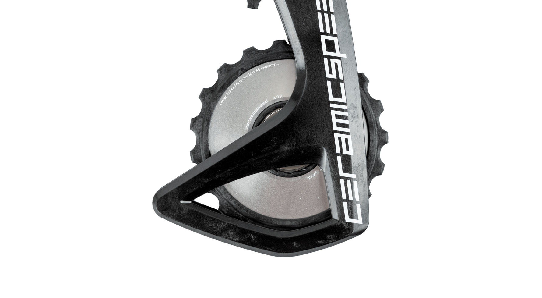 CeramicSpeed OSPW RS derailleur cage system with black carbon fiber finish
