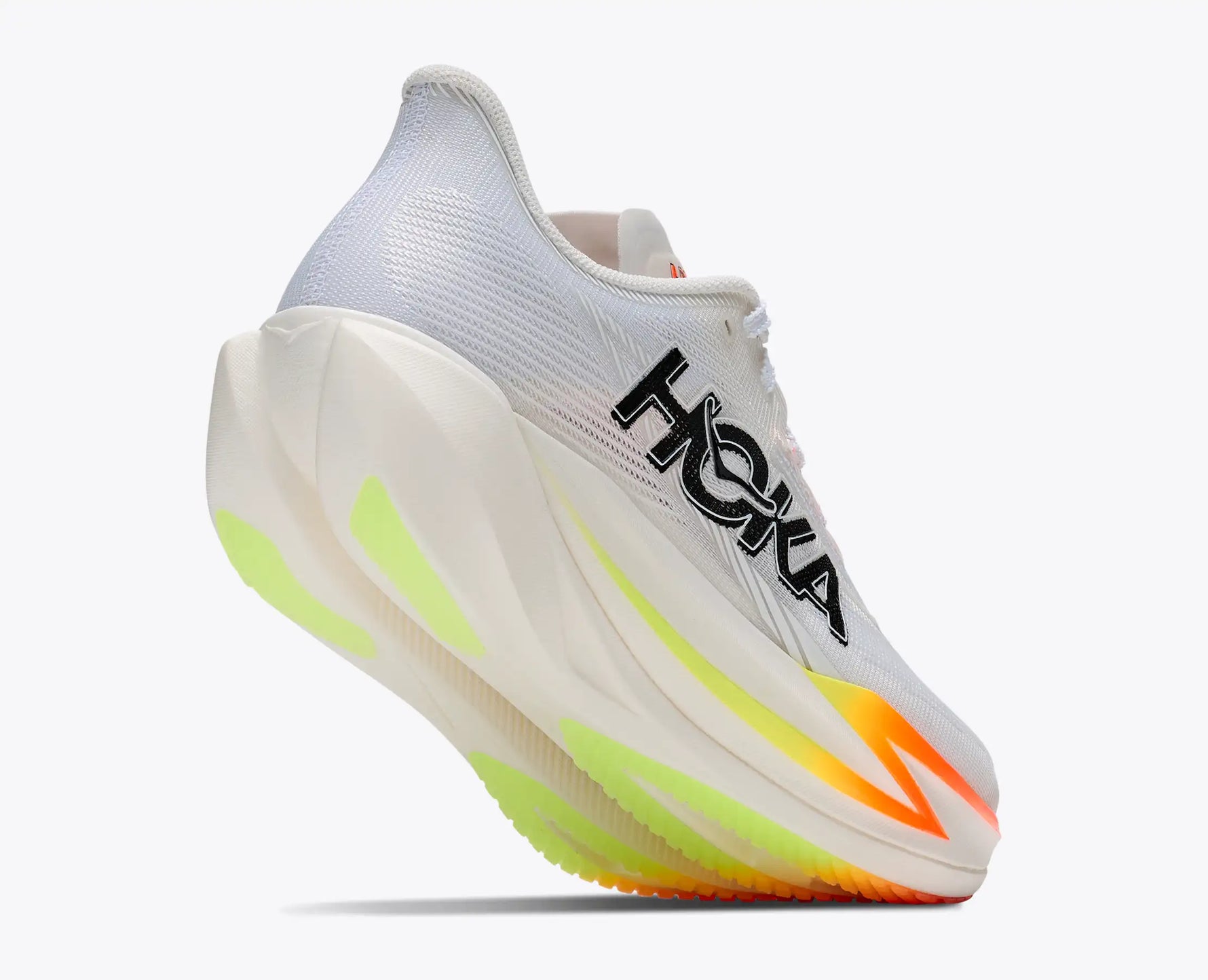 HOKA Cielo X1 3.0 running shoe in Frost and Black with vibrant neon midsole