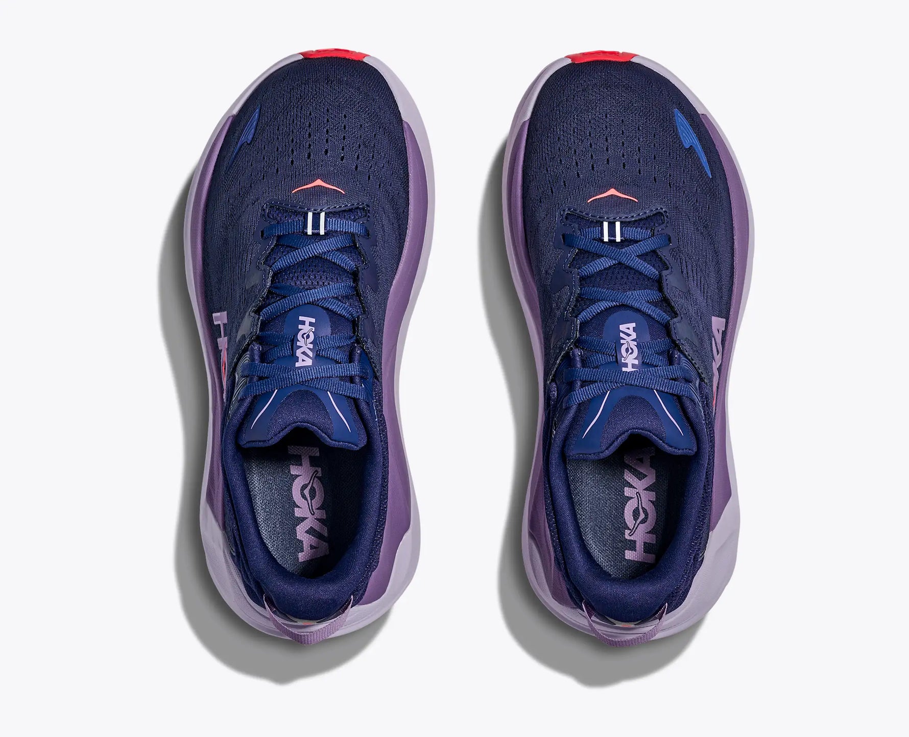 Hoka Gaviota 6 women's running shoes in navy blue with purple accents, top view