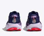 Hoka Gaviota 6 women's running shoes in navy blue with purple accents, rear view