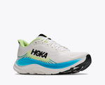 HOKA Clifton 11 running shoe in Frost and Black with cyan and lime accents