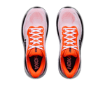 HOKA Clifton 11 pair shown from top-down view in neon tangerine and frost colors
