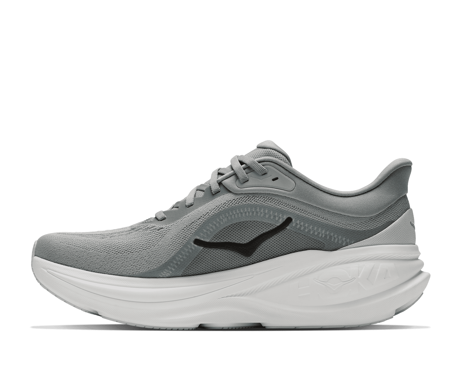 HOKA Clifton Pro running shoe in Stellar Grey with white midsole, lateral view