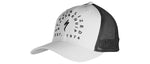 Specialized New Era trucker hat in charcoal gray with black mesh back panels