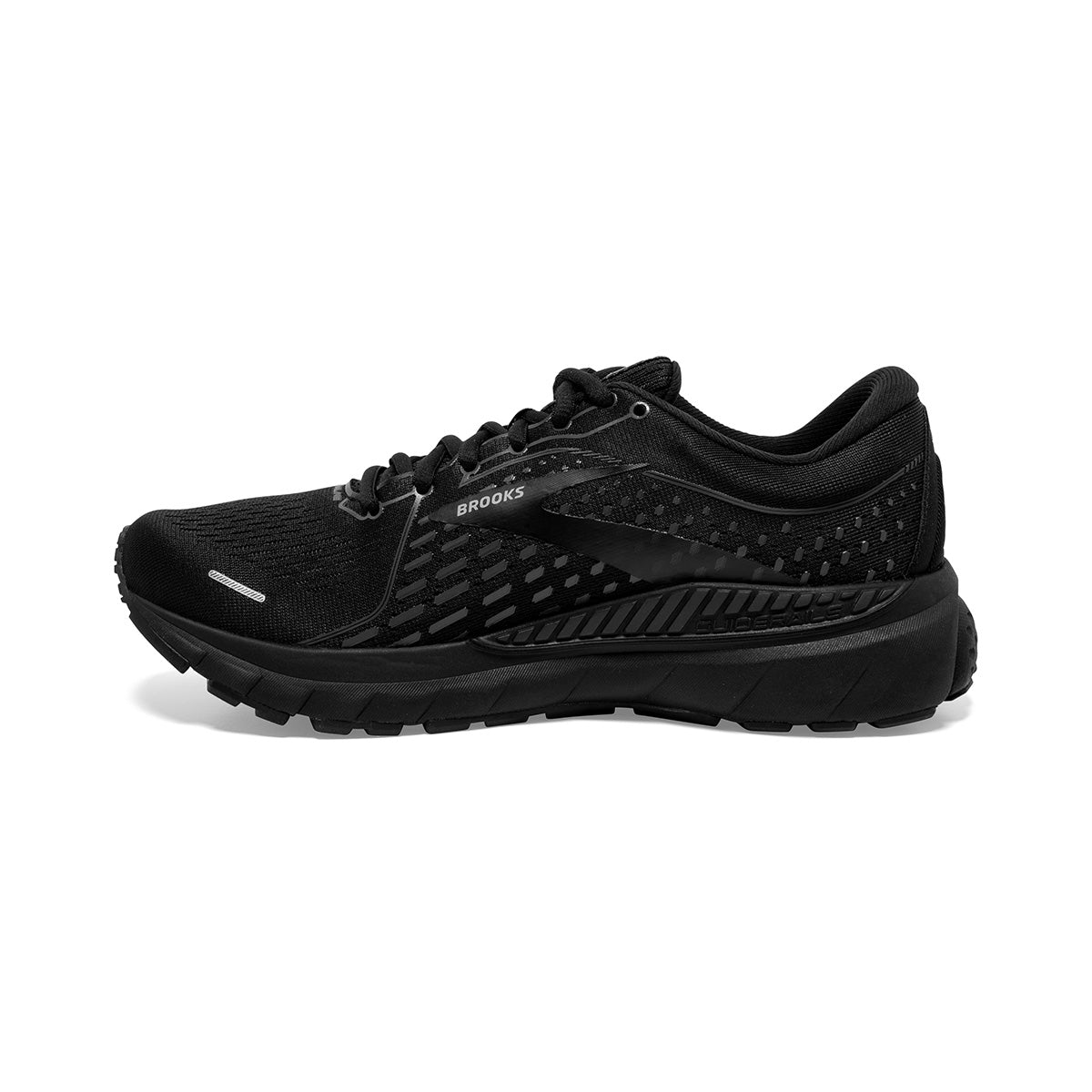 Brooks Adrenaline GTS 21 women's running shoe in all black colorway side view