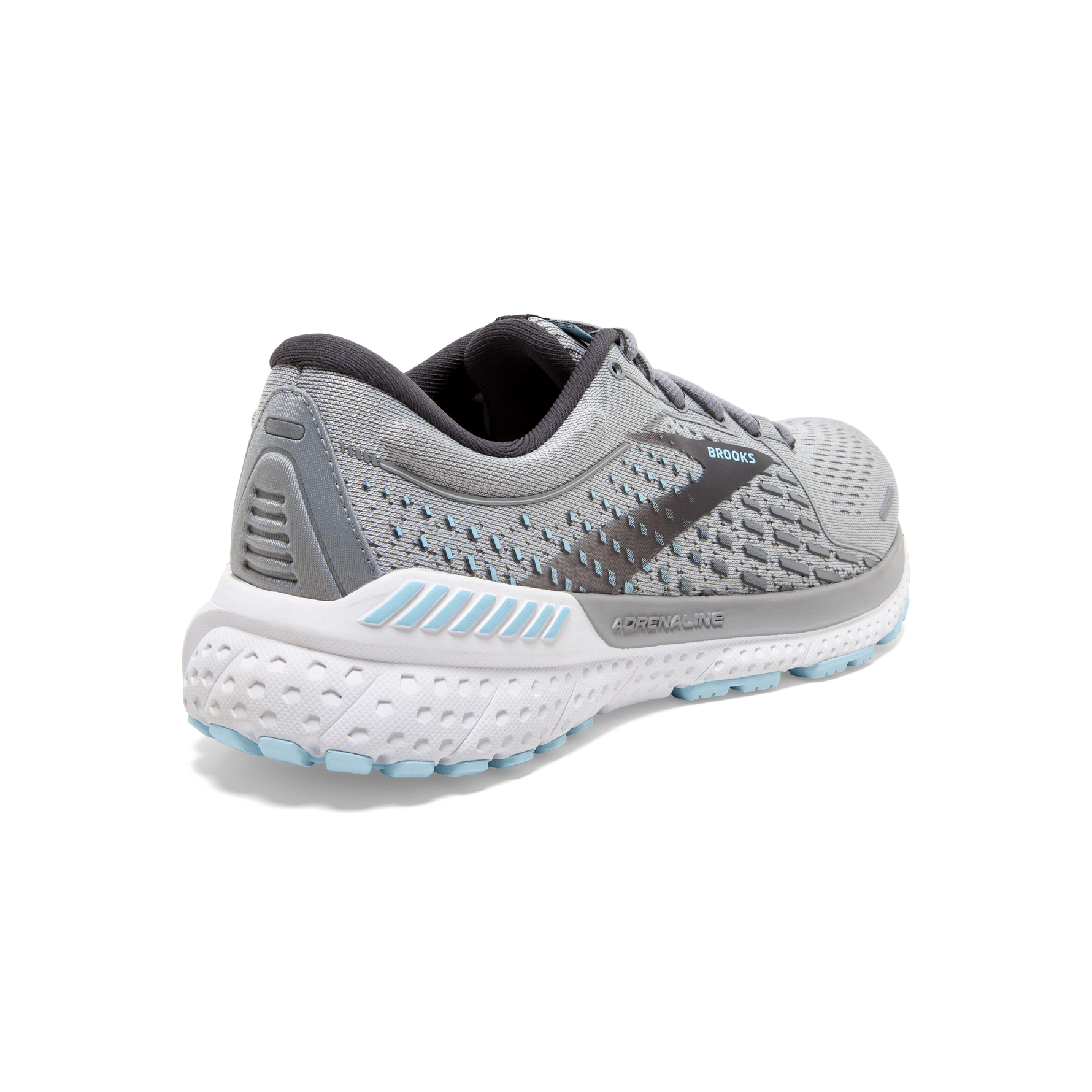 Brooks Adrenaline GTS 21 women's running shoe in gray and light blue colorway