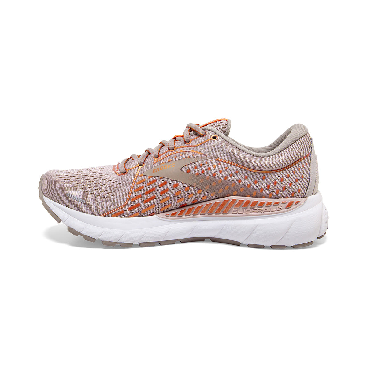 Brooks Adrenaline GTS 21 women's running shoe in hushed violet with orange details