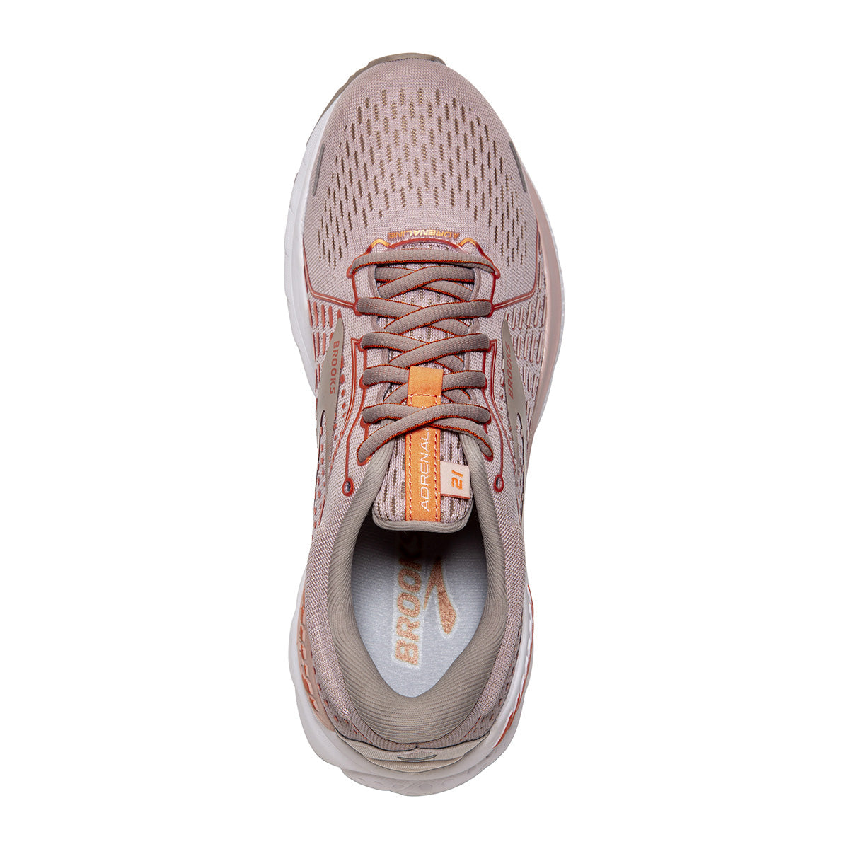 Brooks Adrenaline GTS 21 women's running shoe in hushed violet colorway, top view