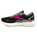 Brooks Adrenaline GTS 23 women's running shoe in black with pink and green accents